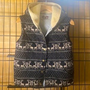 Free People Quilted Vest w/Fleece Lined Hood